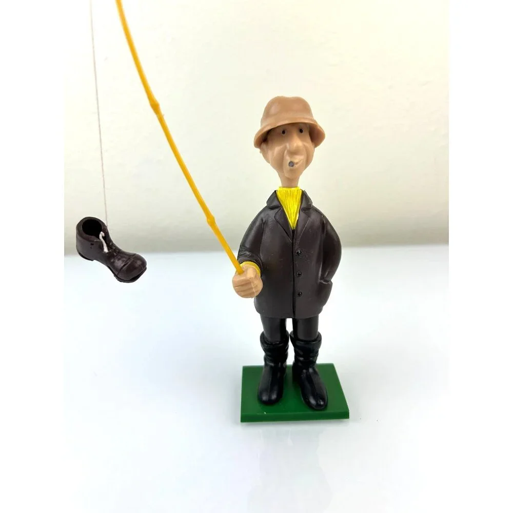 Wilton Cake Topper Old Man Fishing Pole Boot Vintage Made in Hong Kong Plastic